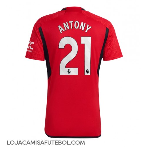 Camisa de Futebol Manchester United Antony #21 Equipamento Principal 2023-24 Manga Curta